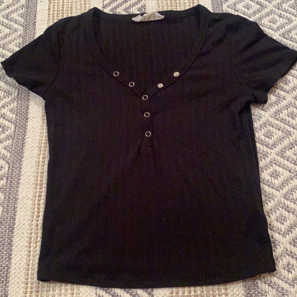 Black Snap Shirt Top size Small